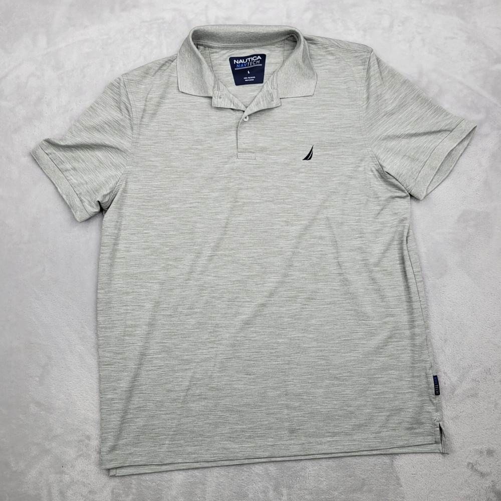 Nautica Polo Shirt Men Large Golf Performance Tour Sail Tech Navtech Blue Adult
